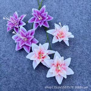 Fleurs artificielles Qiye, lys en soie à tige unique, réalistes, pour décoration de mariage, décoration de la maison, arrangement floral, aménagement paysager - Product Image 2