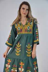 Robe tunique courte à fleurs brodées incroyable avec manches longues et manches trois quarts, parfaite pour l'automne, belle tunique de couleur menthe - Product Image 3