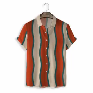 Daily wear 100% cotton plain casual short sleeve geometry pattern print men's shirt button down