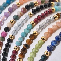 Bracelet en perles de pierre naturelle colorées de 3 mm, design géométrique, style bohème, de haute qualité, unisexe, cadeau