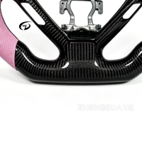 Setir Kemudi Serat Karbon Kustom dengan Kulit Berlubang Warna Pink, Cocok untuk Model Infiniti G25, G27, G35, G37