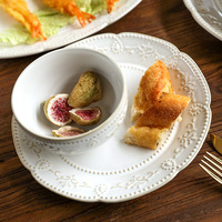 Assiette de table en céramique et porcelaine émaillée jetable, motif uni, style moderne français, avec logo personnalisé, pour fêtes, modèle A-418 Jia Yi