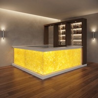 Ensemble de comptoir de bar complet sur mesure, design carré rétroéclairé, haute qualité, avec étagère à vin intégrée pour salon et restaurant