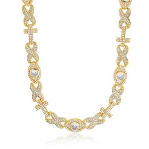 Collier Hip Hop en Argent 925 Plaqué Or 18K avec Pendentif Croix Moissanite GRA VVS et Chaîne Cubaine Iced Out, Test Diamant Inclus - Product Image 1