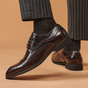 Zapatos Oxford de Vestir con Punta en Pico, de Cuero Genuino Marrón, con Cordones, para Todas las Temporadas, Suela de Goma, Envío Directo - Product Image 6