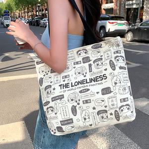 Bolsa de Lona Nueva al por Mayor, Gran Capacidad, con Cierre de Cremallera, Plegable, Estilo Coreano, Combinable con Todo - Product Image 3
