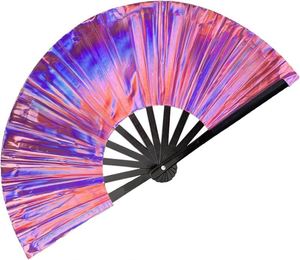 33cm Eco-Friendly PVC Bamboo Music Kung Fu Fan Painted Laser Design for Halloween Party Night Home Decoration Business <b>Gift</b> - Product Image 1