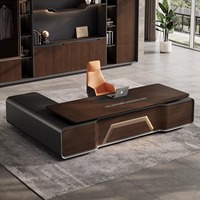 Ensemble de chaise de bureau exécutive modulaire de luxe moderne avec armoire latérale en bois et combinaison de bibliothèque pour usage commercial