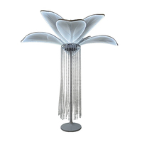 Décoration de scène de mariage : Grande feuille LED lumineuse avec pampilles en organza et cristaux pour allée de cérémonie, idéale pour banquets et événements festifs