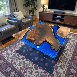 Best Selling Handmade Dining <b>Table</b> <b>Top</b> Customized Blue <b>Epoxy</b> <b>Resin</b> Wooden coffee <b>Table</b> <b>Top</b> for Home Office and Restaurant - Product Image 3