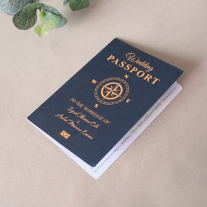 Speciale passaporto nero invito a nozze <span class=keywords><strong>foto</strong></span> di coppia personalizzate biglietto d'invito pieghevole con busta - Product Image 6