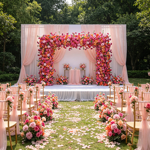 Arco de Flores Artificial Ecológico y Duradero Hecho a Mano por DKB, Arco de Flores Cuadrado para Decoración de Fondo de Boda - Product Image 1