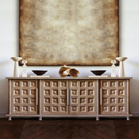 Console multimédia en bois massif de style antique avec un grand espace de rangement et un design français/Wabi-Sabi/rétro pour le salon, meubles de maison