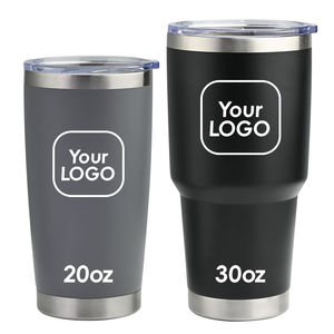 Mug de voyage isotherme à double paroi en acier inoxydable avec revêtement poudré, 20 oz et 30 oz, personnalisable avec logo - Product Image 1