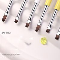 Pinceaux de nail art de luxe à double embout avec manche métallique, poils ovales en nylon, double tête plate pour liner, professionnels