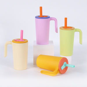 Mug miniature avec anse de 450 ml, 100 % mélamine, avec paille, anneau en silicone, anti-fuite, sans BPA, passe au lave-vaisselle, unisexe, conforme aux normes européennes - Product Image 3