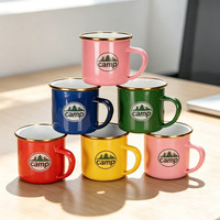 Verdikte 12oz promotiegeschenken met aangepast logo, gouden SS-rand, vaatwasserbestendig emaille biermok/koffiekopje voor kantoor gebruik