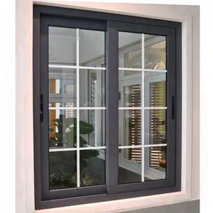 CSA Approved aluminum window thermal break energy efficient design horizontal tempered glass sliding windows