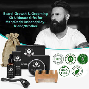 مجموعة العناية باللحية برائحة البرتقال للرجال، زيت وبلسم لحية طبيعي بالكامل مع مشط وبكرة، مجموعة العناية باللحية كهدية لأعياد الميلاد وعيد الأب - Product Image 3
