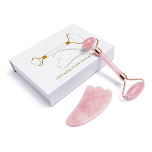 Ensemble Gua Sha en quartz rose naturel et aventurine verte, outil de soin de la peau, rouleau de jade pour le visage et le corps, relaxation musculaire, réduction des rides - Product Image 6