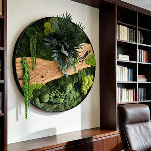 Cadre d'art en mousse stabilisée, décoration végétale artificielle en mousse, fait main, écologique, pour maison, bureau, hôtel, luxe, style scandinave, en bois suspendu - Product Image 6