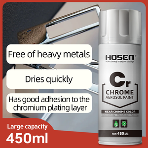 Peinture en aérosol chromée HOSEN 450 ml, finition argent métallisé, revêtement anti-corrosion pour jantes, meubles, bricolage - Product Image 2