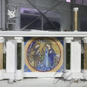 Bàn Thờ Cầu Nguyện Tôn Giáo Bằng Đá Cẩm Thạch Trắng Chạm Khắc Bằng Tay Thiết Kế Hiện Đại - Product Image 2