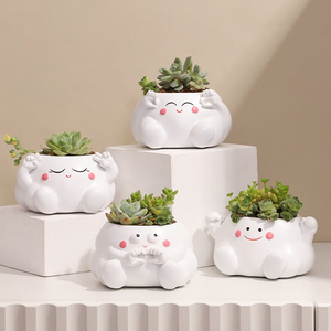 ROOGO Vente en gros Mini petits pots à plantes mignons pour exprimer <span class=keywords><strong>son</strong></span> humeur Jardinières en pot de plantes succulentes en résine sur la table - Product Image 6