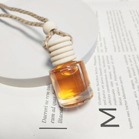 Bouteilles en verre vides pour diffuseur de parfum de voiture suspendu, personnalisées, transparentes, 8ml, 9ml, 10ml, avec bouchon en bois et corde, vente en gros