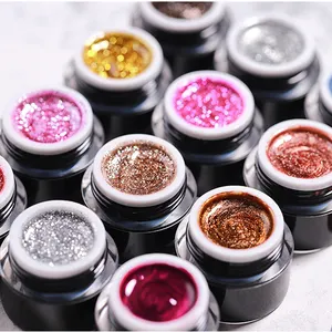 12 renk japon tarzı gümüş Glitter jel boya cila parlak tırnak sanat UV kapalı islatın vernik