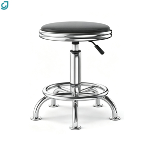 Tabouret de laboratoire réglable XYJ avec cadre en métal chromé, siège rond et repose-pieds pour laboratoire scolaire - Product Image 2