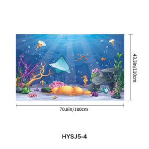 Fondo de <span class=keywords><strong>mar</strong></span> arrecifes coloridos y decoración de algas mundo submarino sol rayo océano fotografía Fondo bebé niños fiesta Banner - Product Image 4