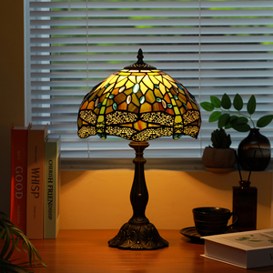 Hiện đại phong cách Châu Âu Tiffany màu xanh lá cây kính màu LED Bảng Đèn chuồn chuồn thiết kế kéo chuỗi Dome cho thoải mái bàn E26 - Product Image 4