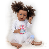 Muñeca de Vinilo de 22 Pulgadas, Nueva, Africana, Negra, con Boca Curva, Simulación de Bebé, Regalo para Niños