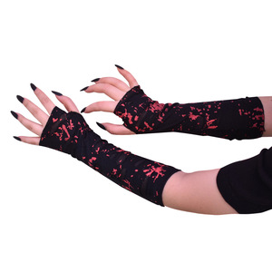 Gants de carnaval sans doigts <span class=keywords><strong>mi</strong></span>-longs à impression croisée d'Halloween avec trous déchirés - Product Image 3