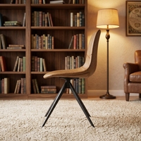 Chaise de salle à manger industrielle simple en cuir PU, base métallique à quatre étoiles, sans accoudoirs, chaise d'appoint pour café, salon de thé, mobilier de salle à manger domestique