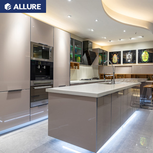 Allure High Gloss Laminate Asian Ivory Pull Out Home Furniture <strong>Wall</strong> Sink Kitchen <strong>Cabinets</strong> Usa <strong>with</strong> Glass <strong>Doors</strong> - Product Image 6