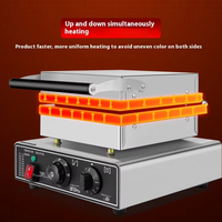 Commercial électrique 220V acier inoxydable gaufre crêpe crêpière Machine de cuisine rotatif carré grille four Snack four nouveau
