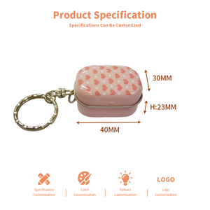 Caja de hojalata de alta calidad personalizada de 40*30*23mm, embalaje rectangular, lata de Metal, tapa abatible rosa, caja de hojalata, llavero para regalo - Product Image 2