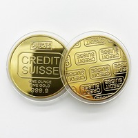 Pièce suisse de crédit en métal plaqué or rond personnalisé de 40mm Barre de lingot en métal Pièce de crédit suisse de crédit