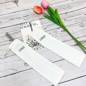 Sac à cordon en coton personnalisé Whoselase, sacs d'emballage pour baguettes, couteaux et fourchettes - Product Image 3