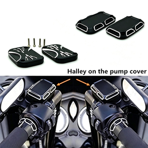 Couvercle de cylindre de frein avant CNC pour moto Harley Road Glide, bouchon de réservoir d'huile noir style A B en aluminium - Product Image 2