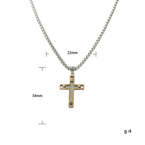 Men's Stainless Steel <b>Cross</b> Pendant Necklace Geometric Design Punk Retro Style 120118 - Product Image 4