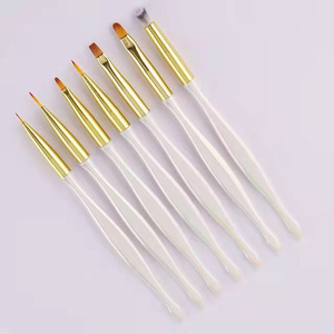 ชุดแปรงเจลทำเล็บสีขาวทอง ขนาด 7 มม. 11 มม. สำหรับวาดเส้น ลายเส้น ลายดอกเดซี่ ออกแบบลายผสมผสาน แปรงทรงแบน ทรงกลม ทรงวงรี - Product Image 6