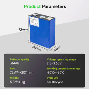 Celda Prismática LiFePO4 3.2V 314Ah Grado A. Batería de ciclo profundo para EV, carritos de golf, almacenamiento solar y marino - Product Image 2