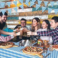 Baisida Allemand Oktoberfest Décorations Kit Pliable Suspendu Polyester Drapeau Bannière Nappe Impression Numérique pour Articles De Fête
