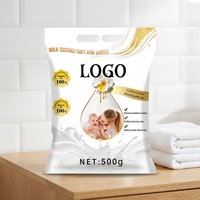 Lessive en poudre anti-statique pour vêtements de bébé, formule douce sans phosphore, parfum lait, 500g, avec logo personnalisé