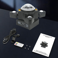 Projecteur de scène DJ RGBW 6-en-1 à 4 têtes mobiles avec quatre faisceaux laser, stroboscope, bandes LED RGB et effet boule magique