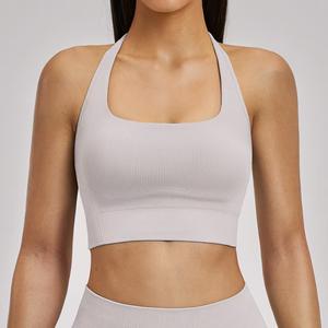 Vêtements de sport sans couture, soutien-gorge de sport à col carré, haut court en tricot côtelé, haut de <span class=keywords><strong>yoga</strong></span> uni <span class=keywords><strong>pour</strong></span> femmes, soutien-gorge de sport <span class=keywords><strong>dos</strong></span> nageur - Product Image 6