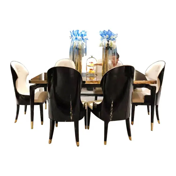 Ebony Wooden Dining Table chairs Set Dining Table Set Wooden Hot Selling Modern Durable